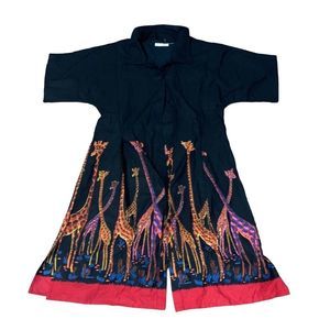 Vintage Size Large Fundamentals Giraffe Printed Button Down Shirt Dress